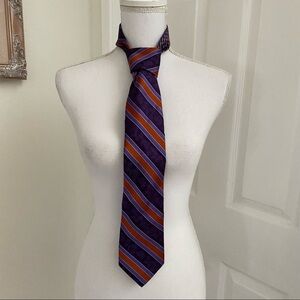 Robert Graham Purple Striped Floral Silk Tie 60” Length